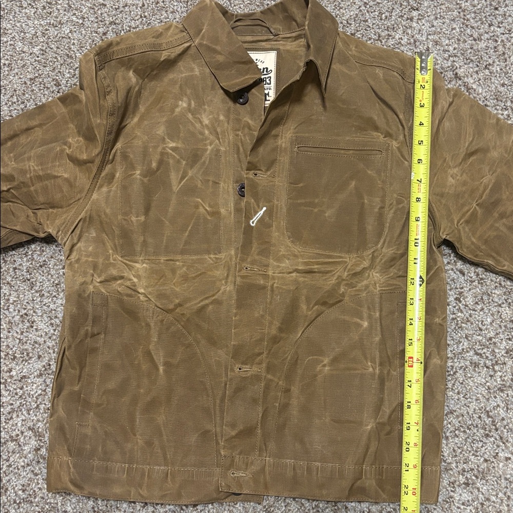 Waxed tan trucker shirt jacket